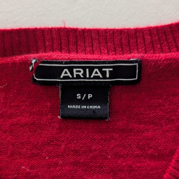 Ariat Red Sweater with Gray Elbow Patches - Picture 3 of 3